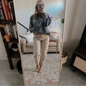 H&M Cream Cropped High Rise Paperbag Pants